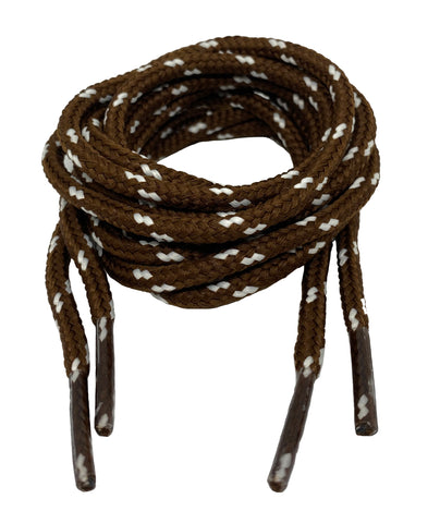 Round Chocolate Brown and Cream Fleck bootlaces