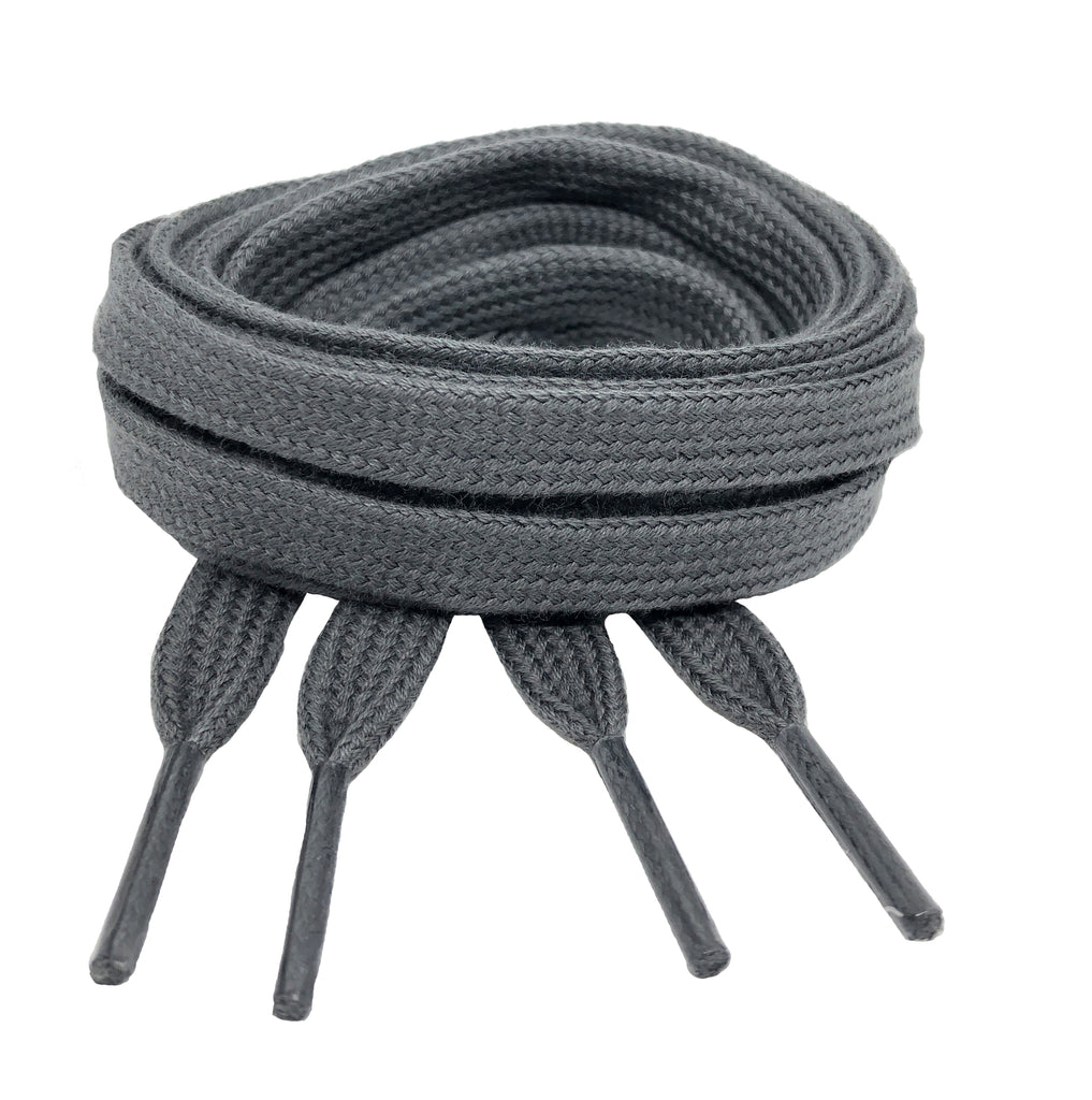 Flat Grey Cotton Shoelaces