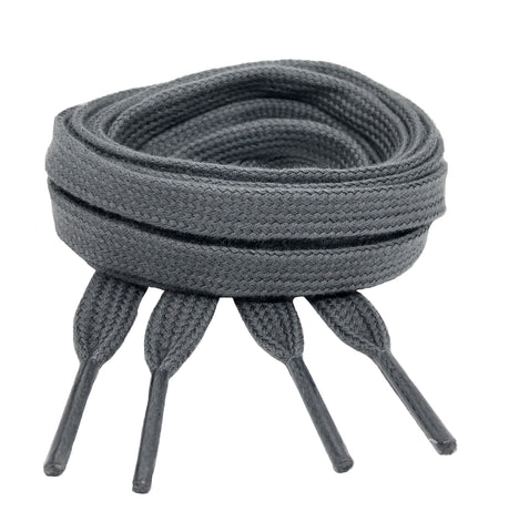 Flat Grey Cotton Shoelaces